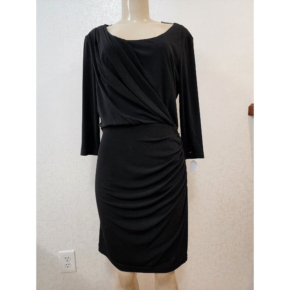 DONNA MORGAN WOMEN'S BLACK DRESS LONG SLEEVE POLYESTER DRESS SIZE 8 #367